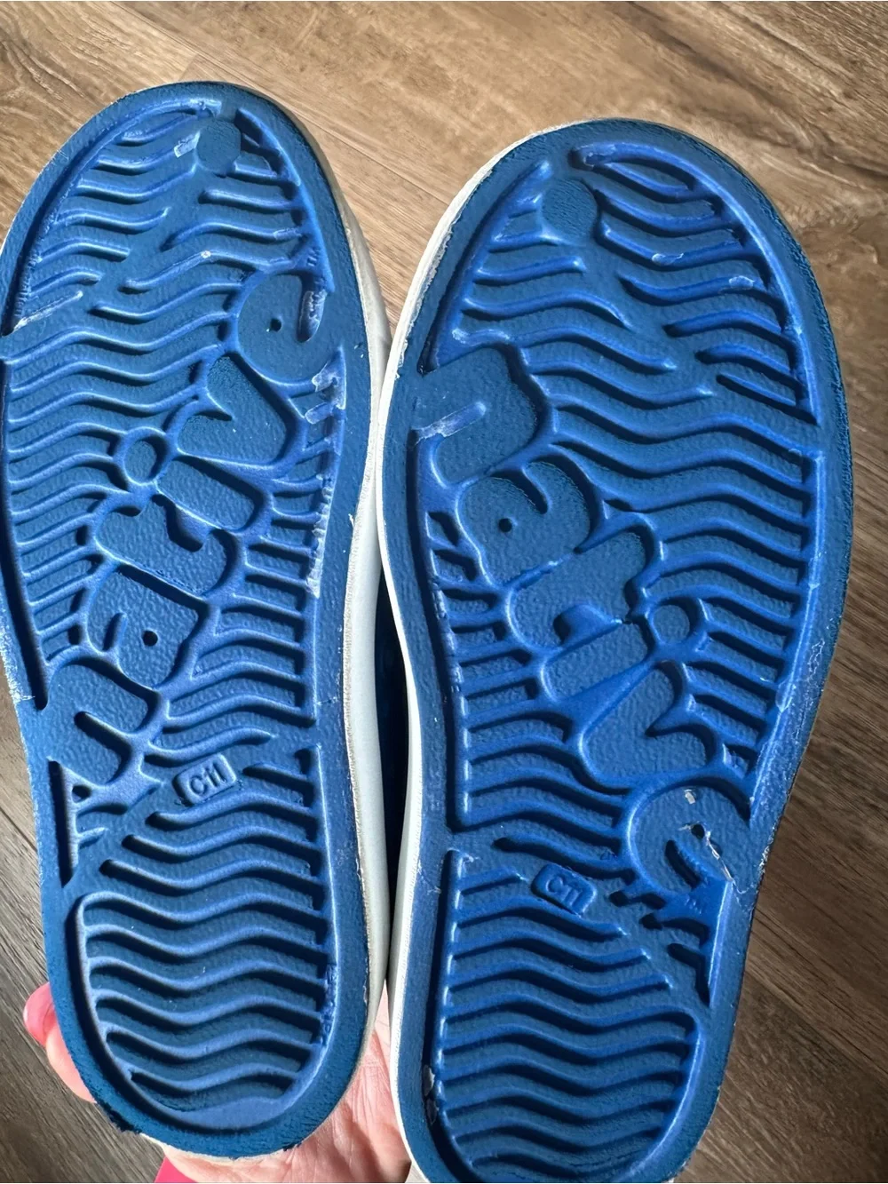Native Kids Blue Water Slip-On Shoes with White Toe Cap